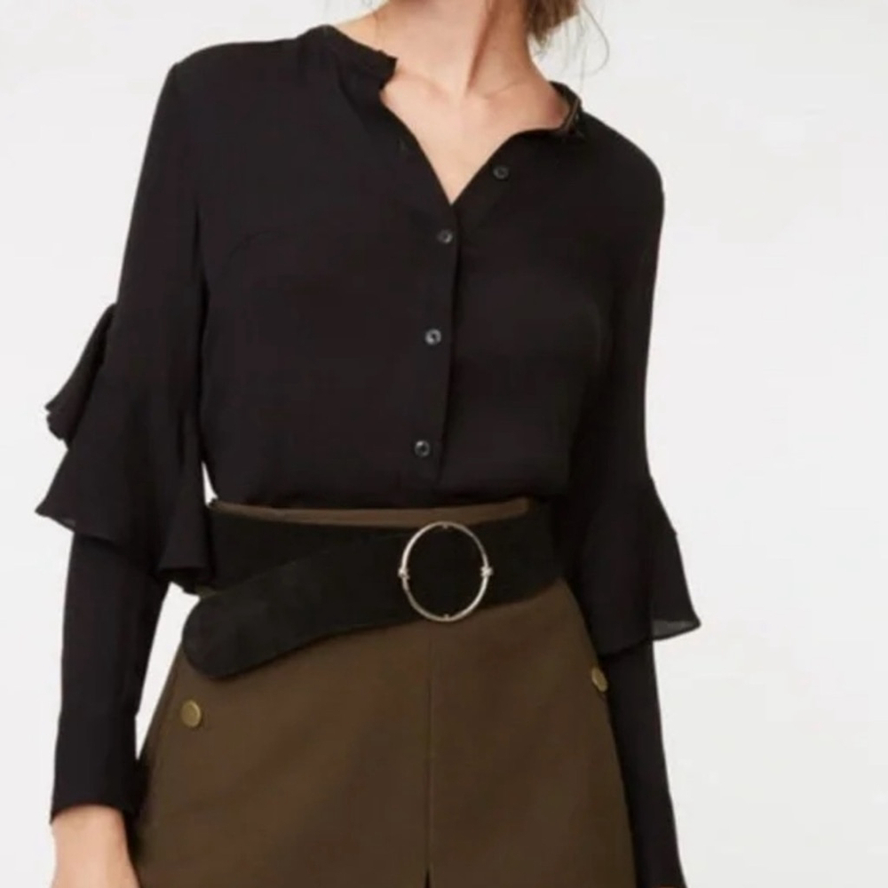club monaco Black Ruffled Blouse top